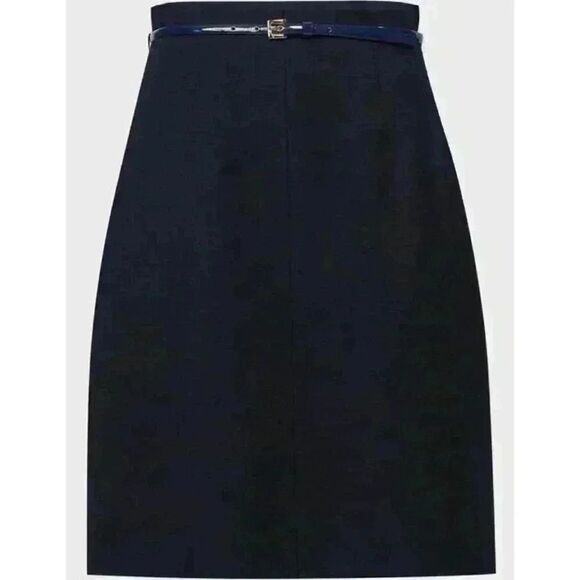 Dresses & Skirts - Luisa Spagnoli Navy Blue Ribbed Wool 'Medusa' Skirt, Size S NWT